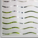 film fenêtre adhésif semi transparent moderne rayures ondulées protection uv isolation thermique transparent vert