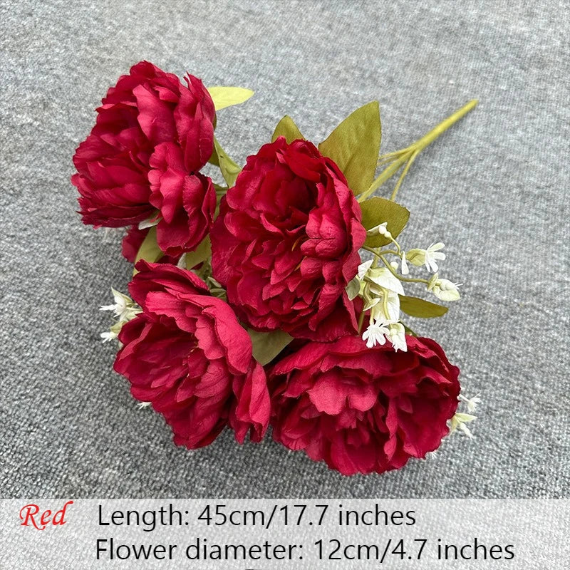 bouquet fleurs artificielles pivoine rose rouge blanc violet bleu classique intérieur mariage décoration maison