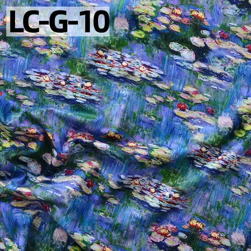 tissu imprimé coton biodegradable 145x50cm paysages fleurs abstrait impressionniste vert bleu rose