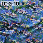 tissu imprimé coton biodegradable 145x50cm paysages fleurs abstrait impressionniste vert bleu rose