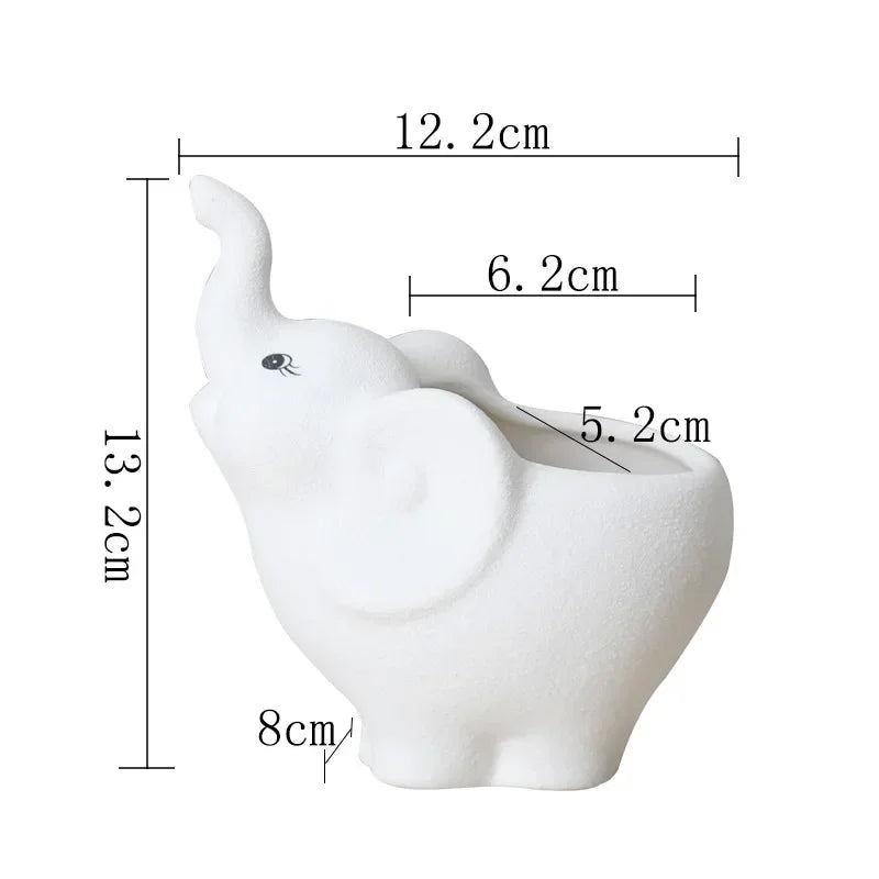 pots fleurs succulentes céramique forme éléphant blanc moderne décoration maison plantes vertes