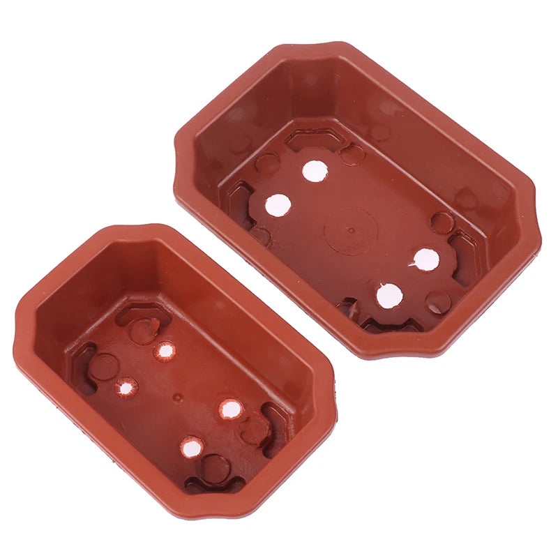 pots plantes vintage rectangulaire octogonal bord décoré couleur rouge brun adultes jardinage utilitaire