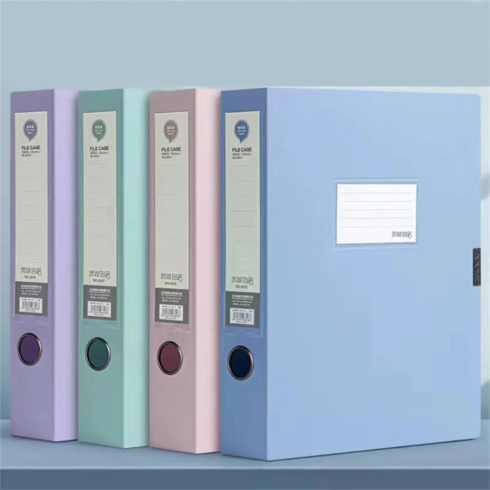 classeur violet moderne contenant papier calculatrice documents transparents organiser respectueux environnement