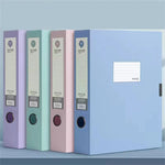 classeur violet moderne contenant papier calculatrice documents transparents organiser respectueux environnement