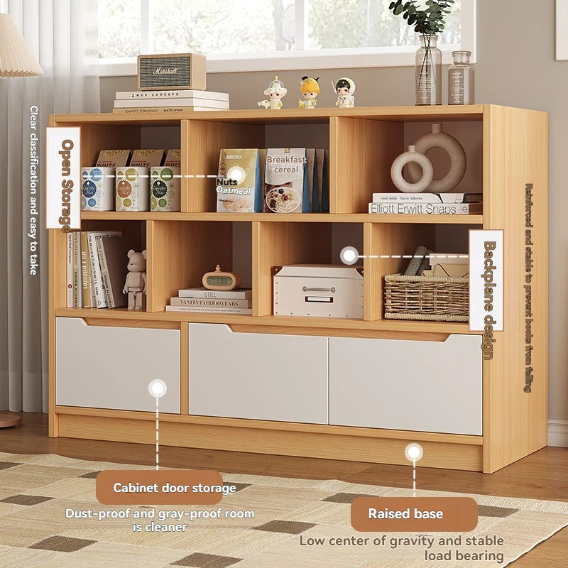 meuble rangement bois naturel blanc moderne buffet grande capacité multifonctionnel salon maison