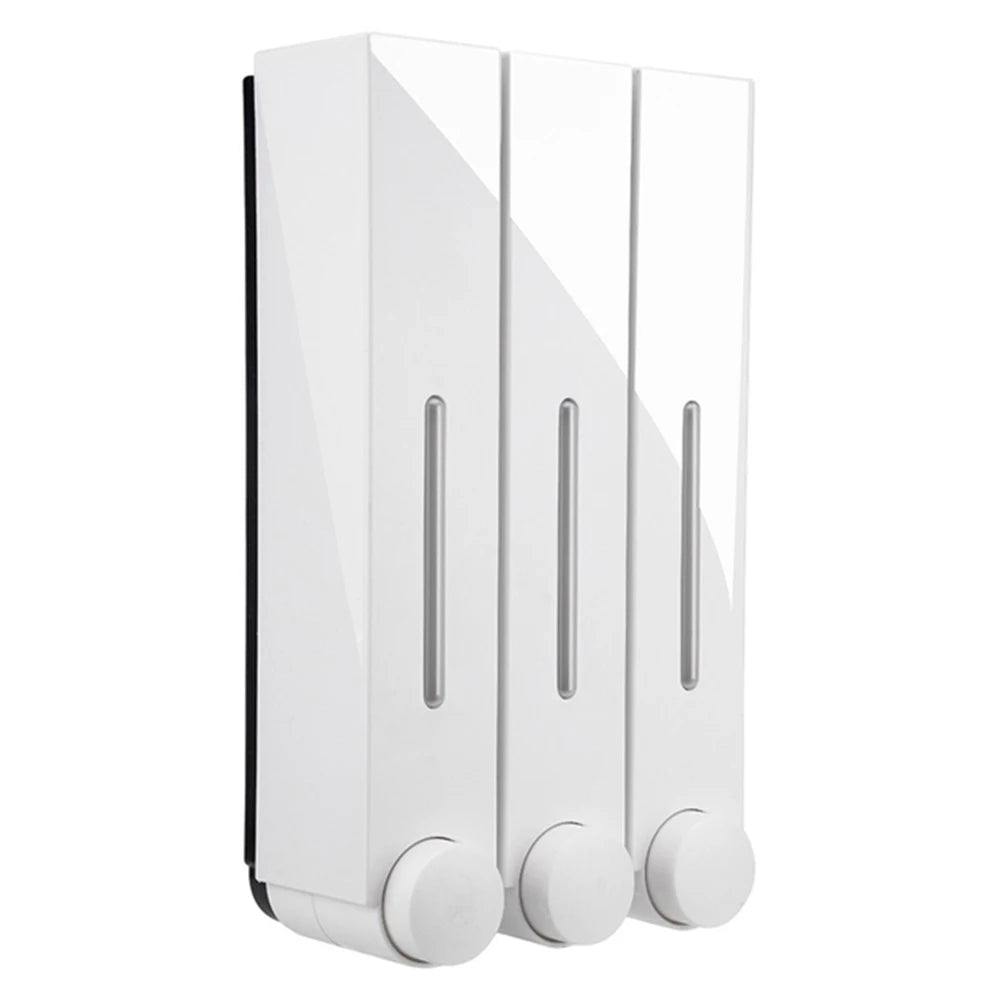 distributeur savon liquide noir blanc moderne adhésif easy install hygiène salle bain minimaliste matériaux