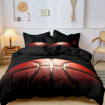 ensemble literie basket ball rouge moderne oreillers taies doreiller brosse texture ballons