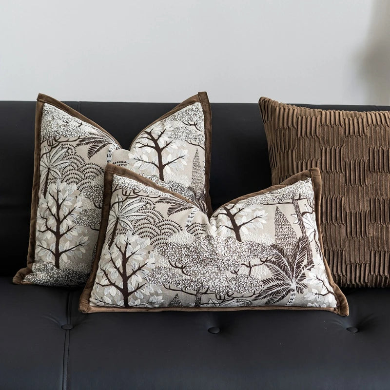 housse coussin géométrique marron nordique velours moderne décoration intérieure pliée automobile