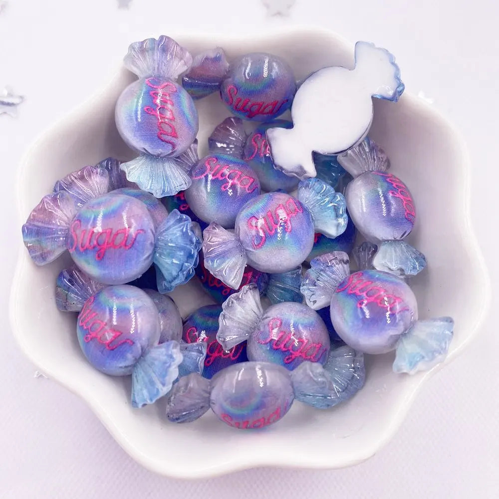 cabochons résine colorée 3d bonbons violet rose bleu jaune gradient brillants scrapbook artisanat