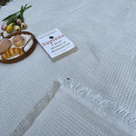 couverture pique nique tissée moderne motif géométrique opaque polyester jute gris blanc