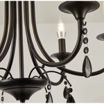 lustre noir cristal métal pendentif ampoules e14 salon chambre classique