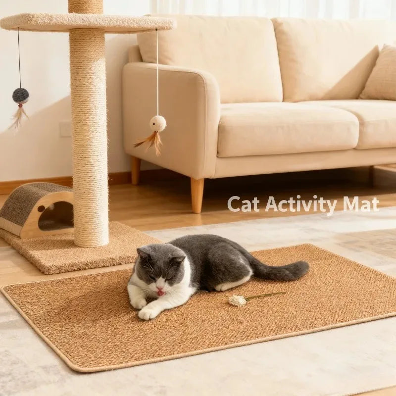 tapis chat sisal marron gris protection meuble moderneintérieur unique sécurité antidérapant