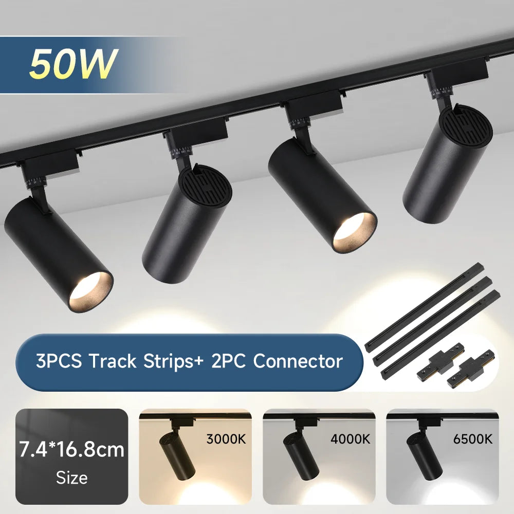 kit spots led rail noir moderne projecteur éclairage intérieur salon cuisine salon moderne