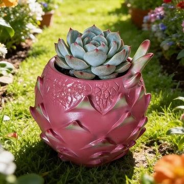 pots fleurs cache pot rose relief coeurs feuilles moderne jardin balcon succulentes fougères