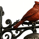 cloche décorative rouge oiseau cardinal cadre métal forge jardin classique rustique coeur suspenduextérieur