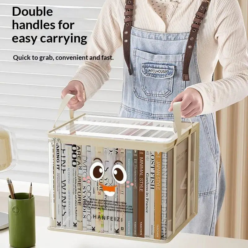 boîtes rangement transparentes imprimées livres poignées détachables moderne étudiante dortoir chambre