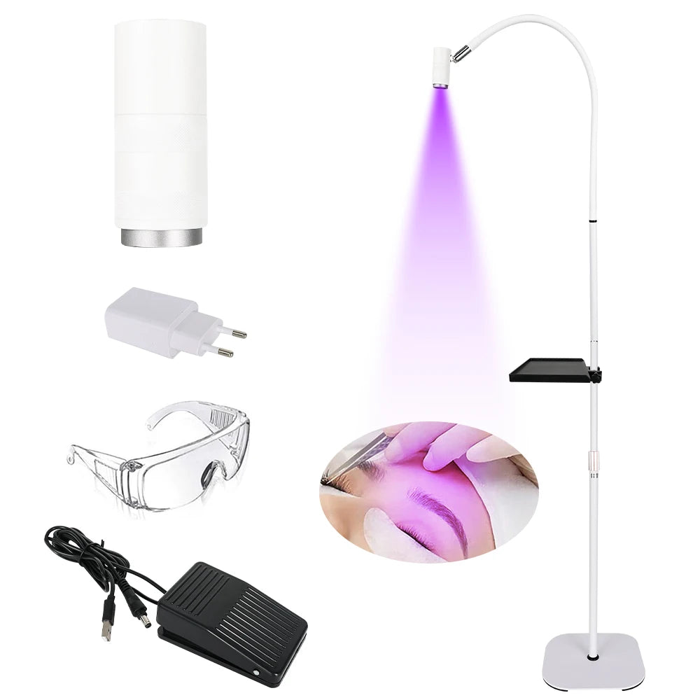 lampe uv extension cils fixation rapide lunettes protection pedalier commande blanche