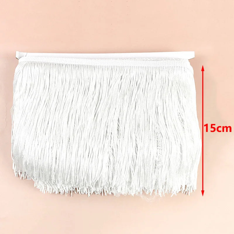 franges polyester tasseaux noir blanc décoratives rideaux vêtements danse rayées 10cm 15cm 20cm 30cm
