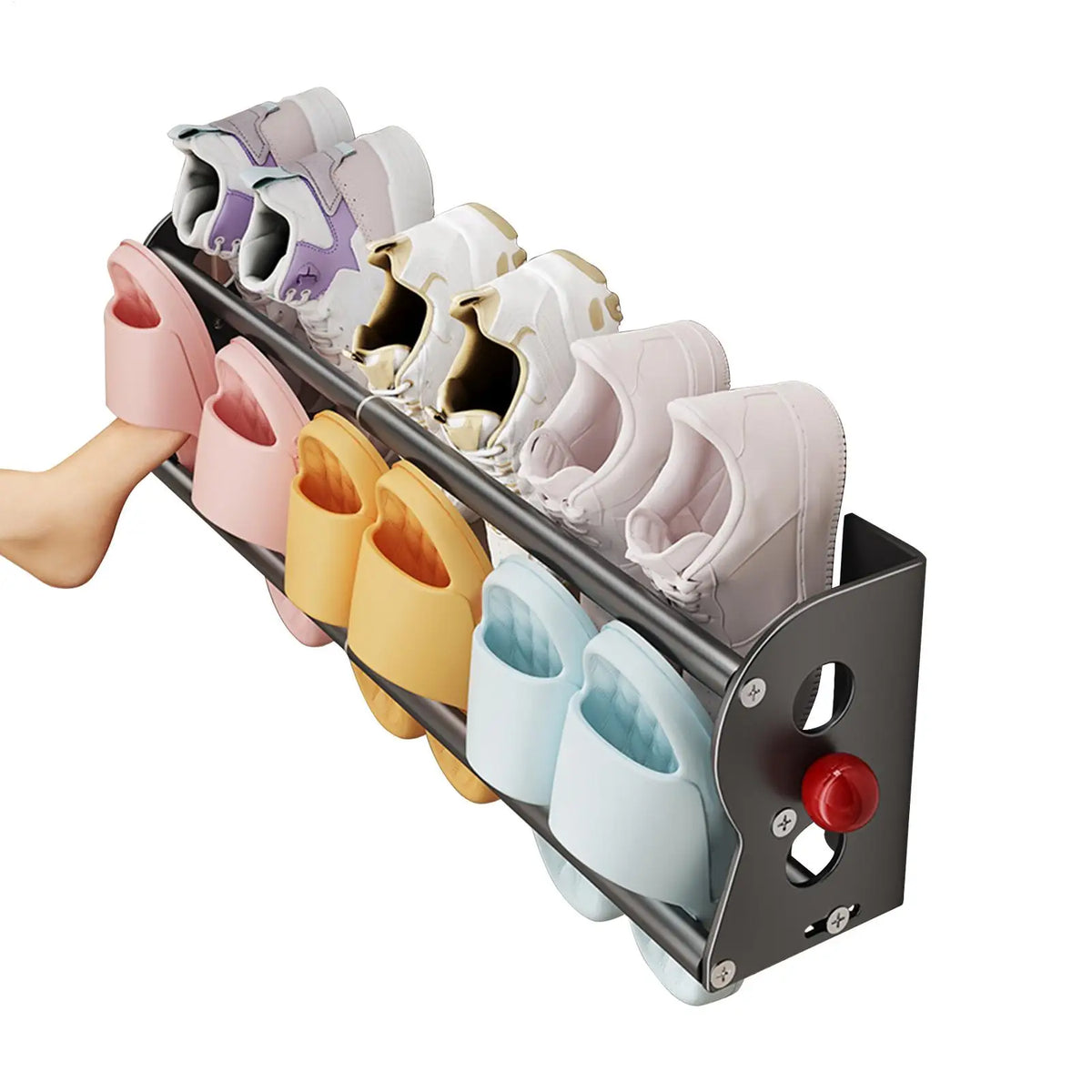 support mural chaussures moderne tissu uni noir blanc rose jaune bleu vert réutilisable adultes