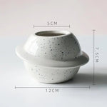 cache pot céramique bleu clair points noirs moderne plante succulente glacé