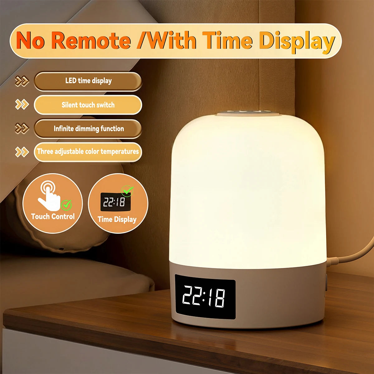 lampe table led touch control blanc gris moderne auto éteignante rechargeable usb