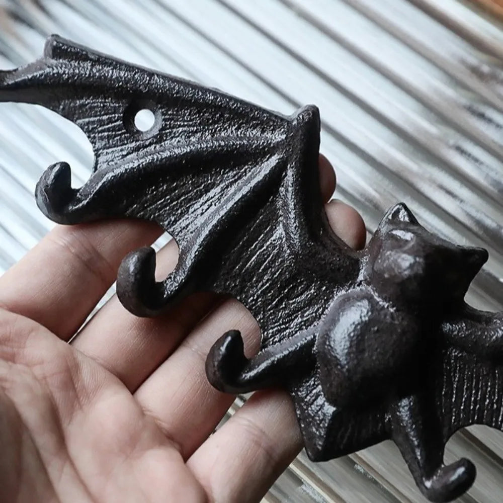 porte manteau crochets chauve souris noir métal vieilli fantaisie gothique rustique fixations murales accroches