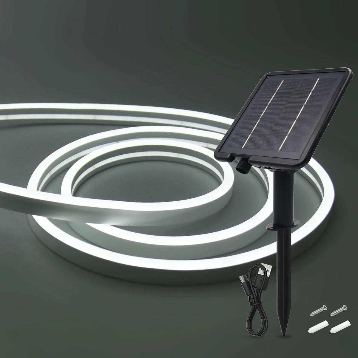 ruban led neon solaire blanc chaud flexible etanche decoration interieur exterieur