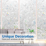 sticker fenêtre floral multicolore moderne adhésif isolation thermique protection uv décoration maison