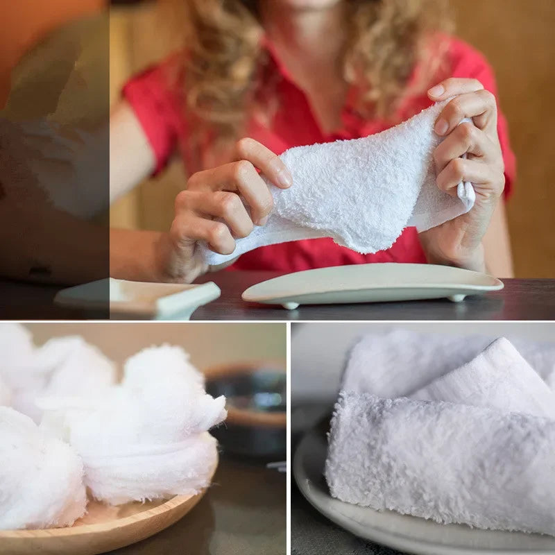 serviettes faciales coton blanc absorbantes maison restaurant 25x25cm classiques pliables