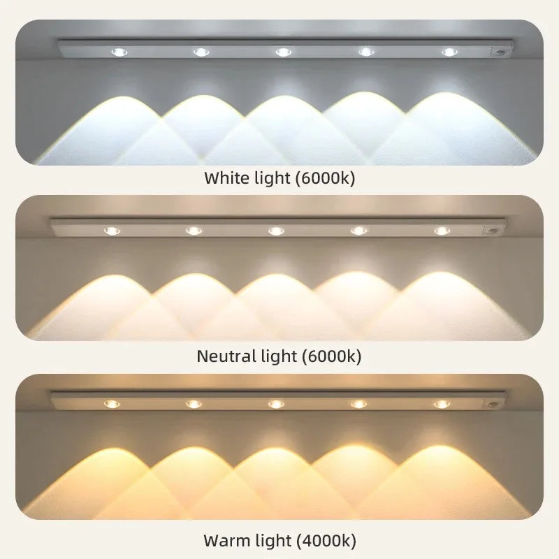 lampe led rechargeable détecteur mouvement adhésif 20cm 30cm 40cm 50cm blanc neutre moderne