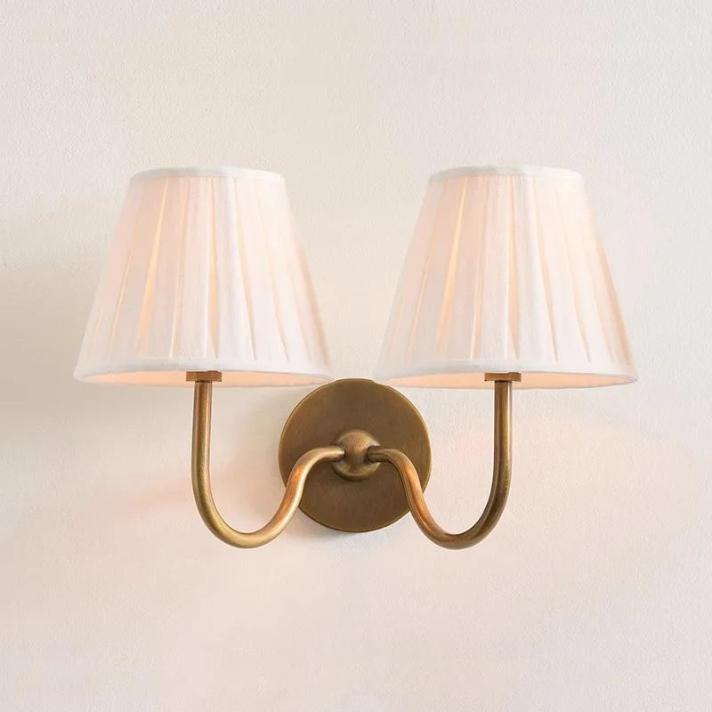 lampe murale or plissée abat jour blanc classique éclairage chambre salle manger fixée mur