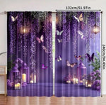 rideaux violet papillon lierre romantique deux panneaux polyester intégré chambre