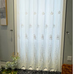 rideau tulle blanc transparent broderie florale classique salon chambre fenêtre maison