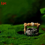 miniature puits gris vert rustique pierre bois collection résine décor maison miniature