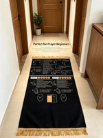 tapis prière musulman géométrique instructions didactique noir moderne étapes symboliques İslam