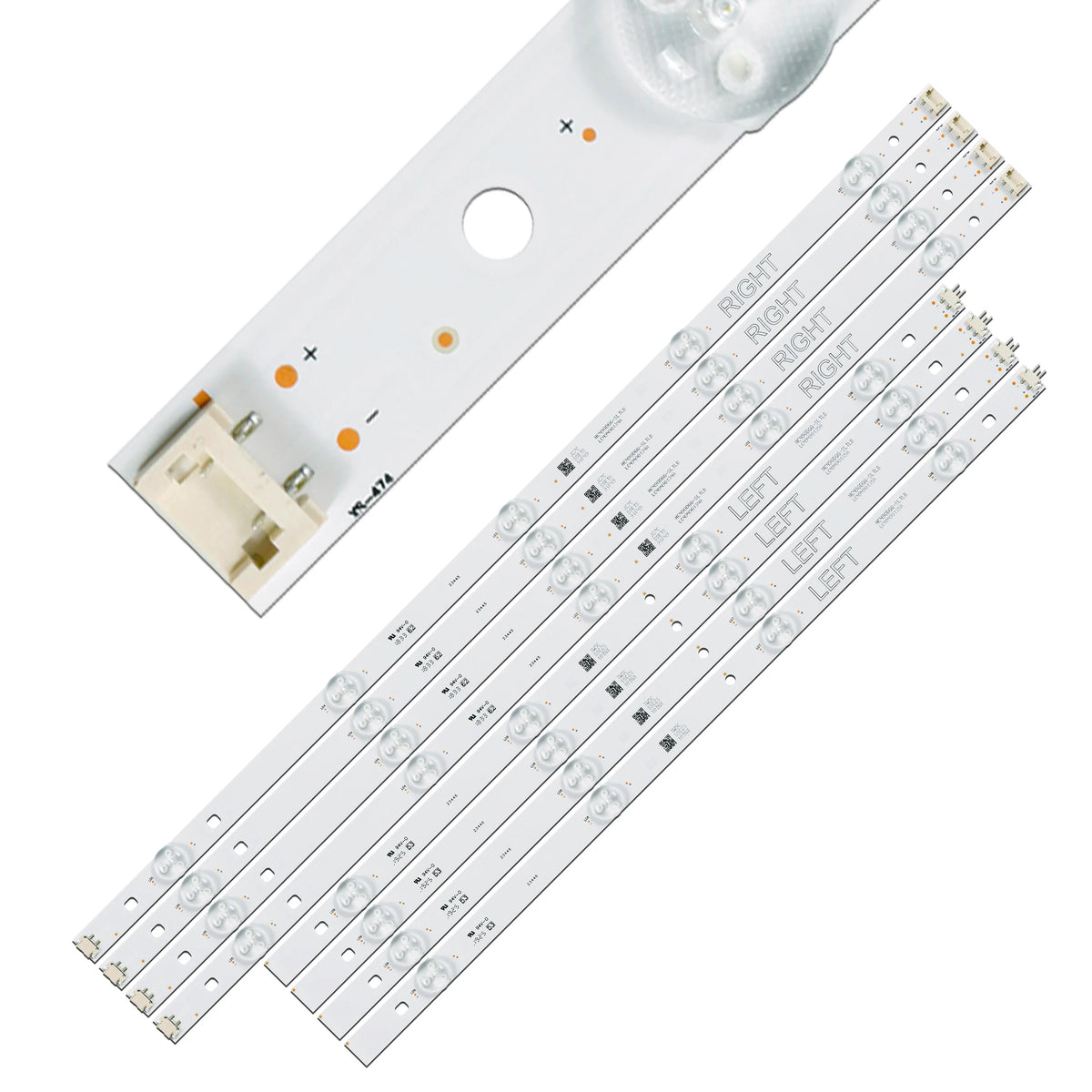 bande lumineuse led blanc imprimée right points noirs moderne clips fixations commandes