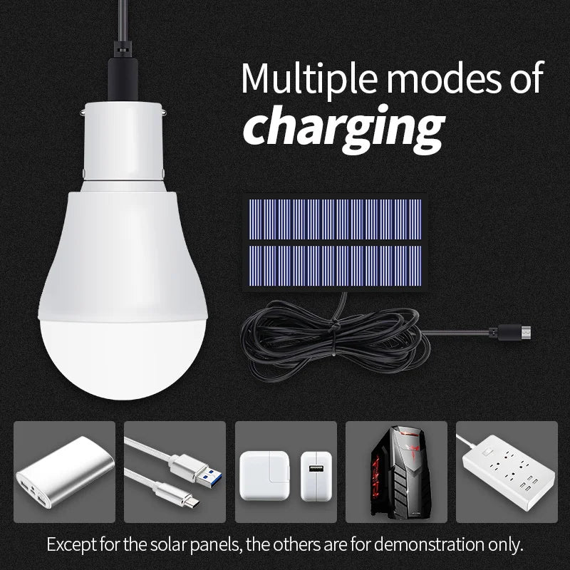 ampoule led solaire blanc moderne étanche portable haute luminosité crochet câble panneau solaire