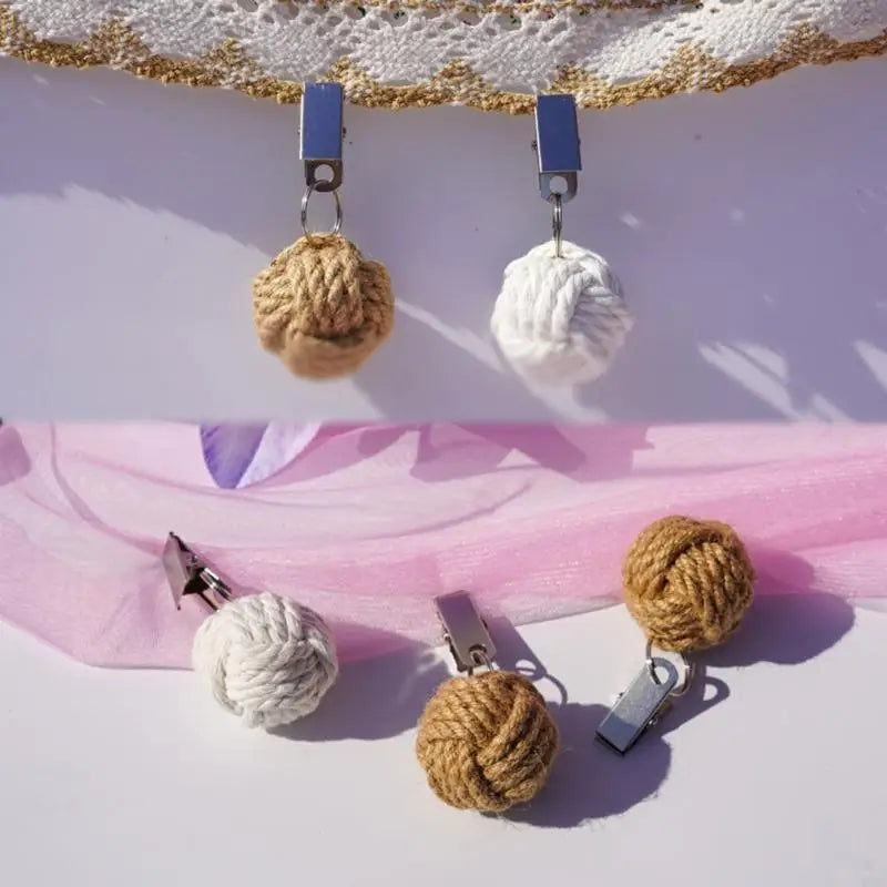 pinces linge décoratives rustique blanc beige marron clair tressé fil nœud clip métallique événements