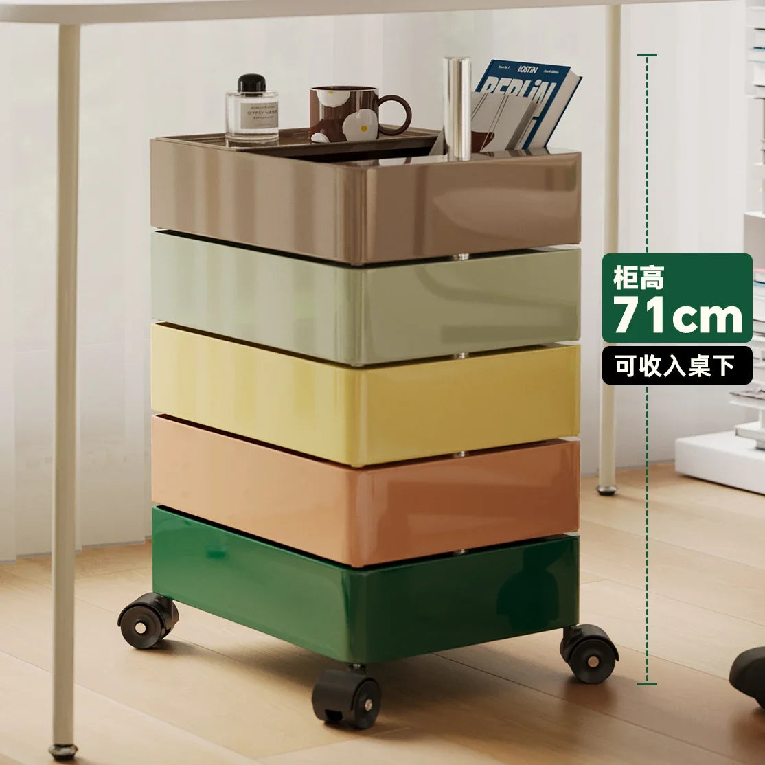 meuble tiroirs mobile moderne minimaliste marron clair vert beige jaune rose pâle sans motif