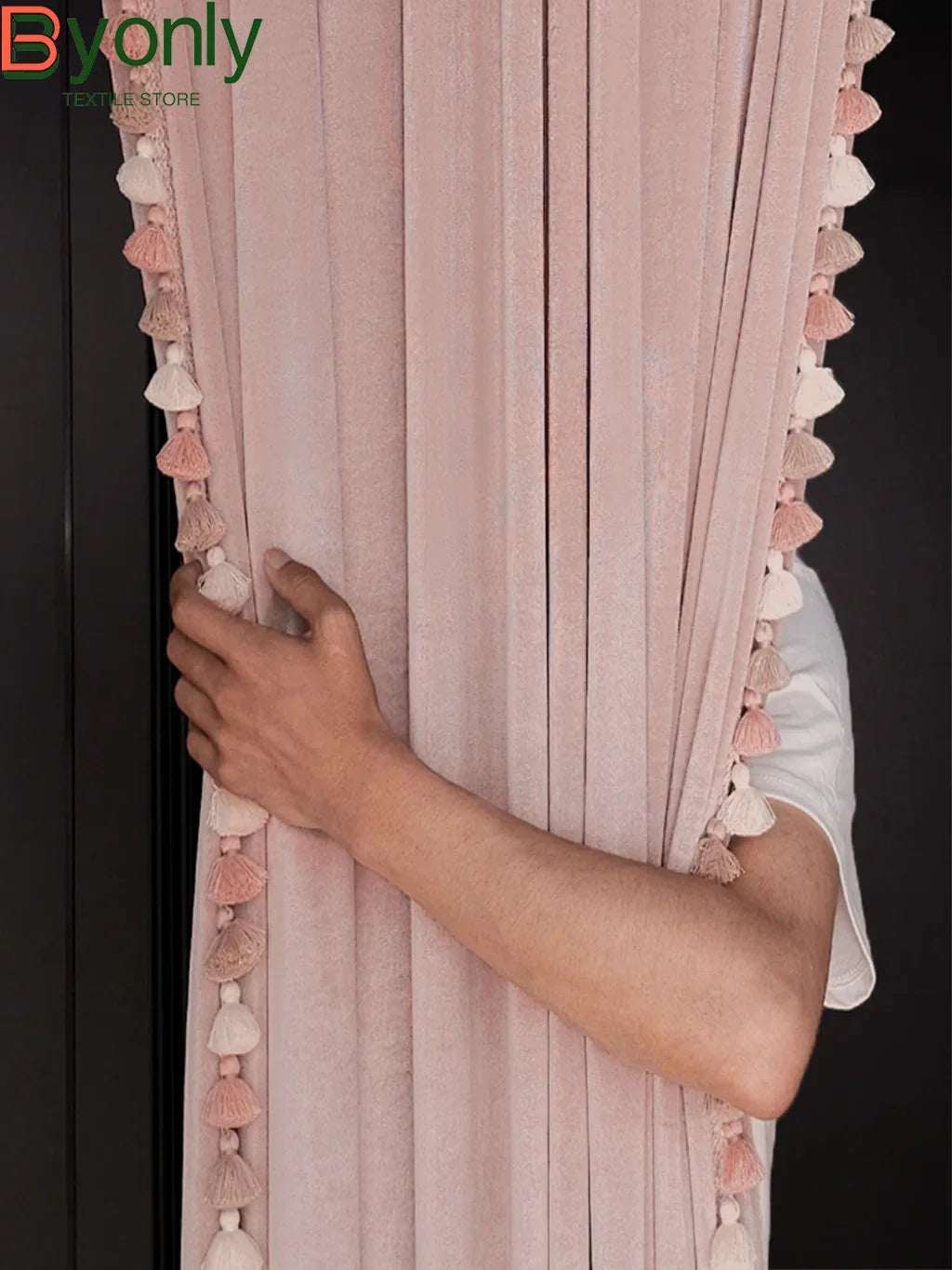 rideau occultant velours rose pâle opacité classique maison 100 polyester