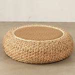 coussin sol rond tissé main paille mousse pu anti décubitus opaque rustique beige brunclair