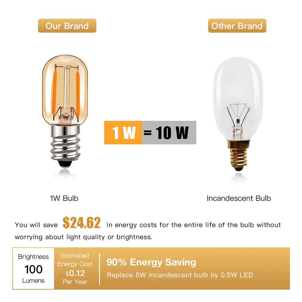 ampoule led filament transparente vintage e12 1w 2700k 25000h lumiere salle manger
