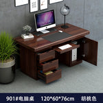 bois massif moderne marron foncé table travail informatique épuré intérieur maison