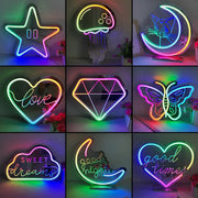 lampe néon nuage bluetooth multicolore décoration chambre moderne arc ciel étoile cœur