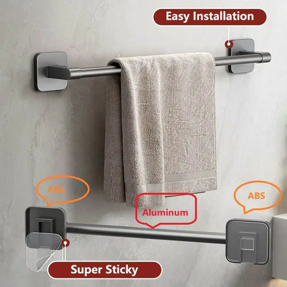 porte serviettes mural adhésif gris lisse moderne salle bain barre 30cm 40cm 50cm papier