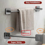 porte serviettes mural adhésif gris lisse moderne salle bain barre 30cm 40cm 50cm papier