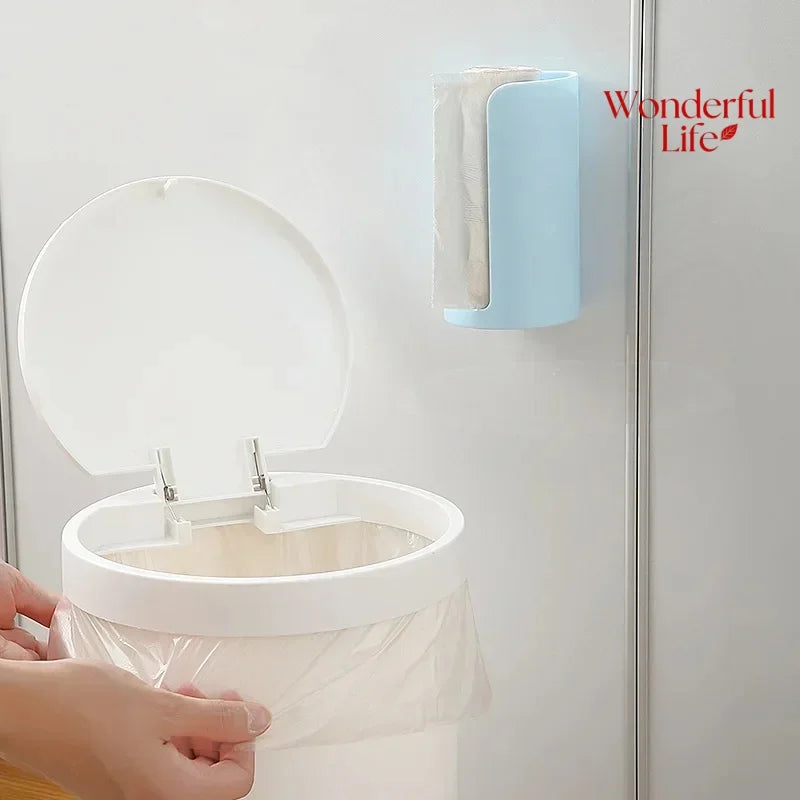 distributeur mural sacs poubelle adhésif blanc moderne minimaliste rangement cuisine salle bain