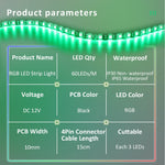 ruban led rgb adhésif 12v ip65 waterproof vert bleu rouge violet techno