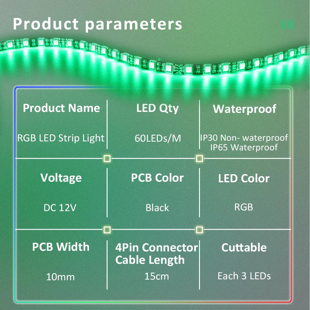 ruban led rgb adhésif 12v ip65 waterproof vert bleu rouge violet techno