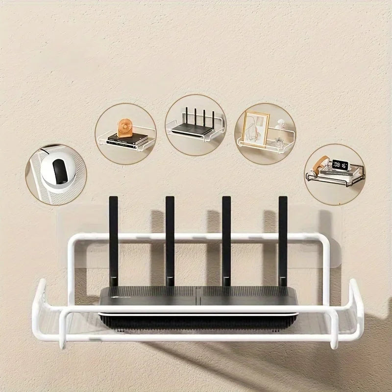 étagère murale adhésive métal ajourée blanche moderne petite taille rangement minimaliste